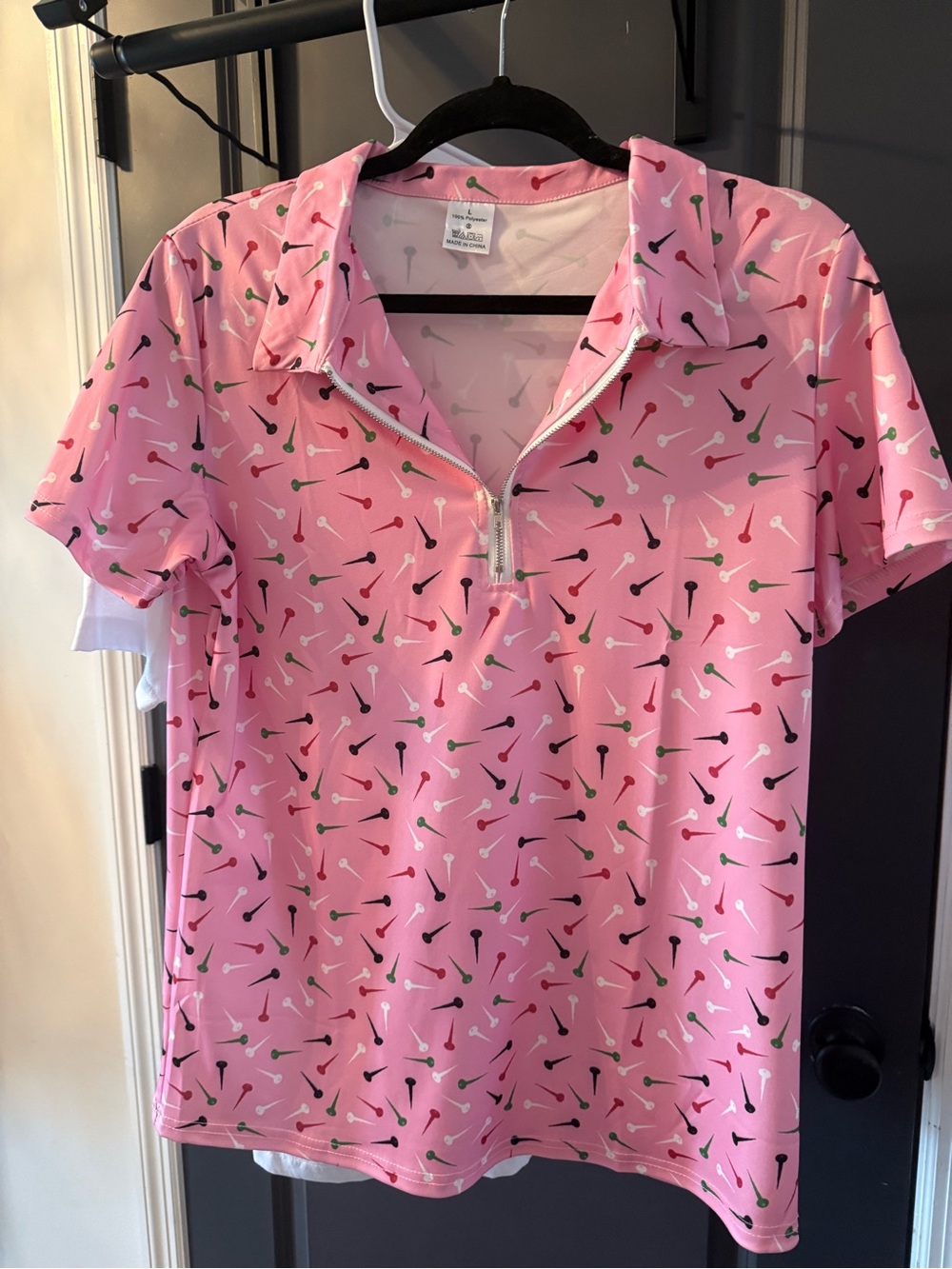 Pink Golf Tee Print Polo Shirt